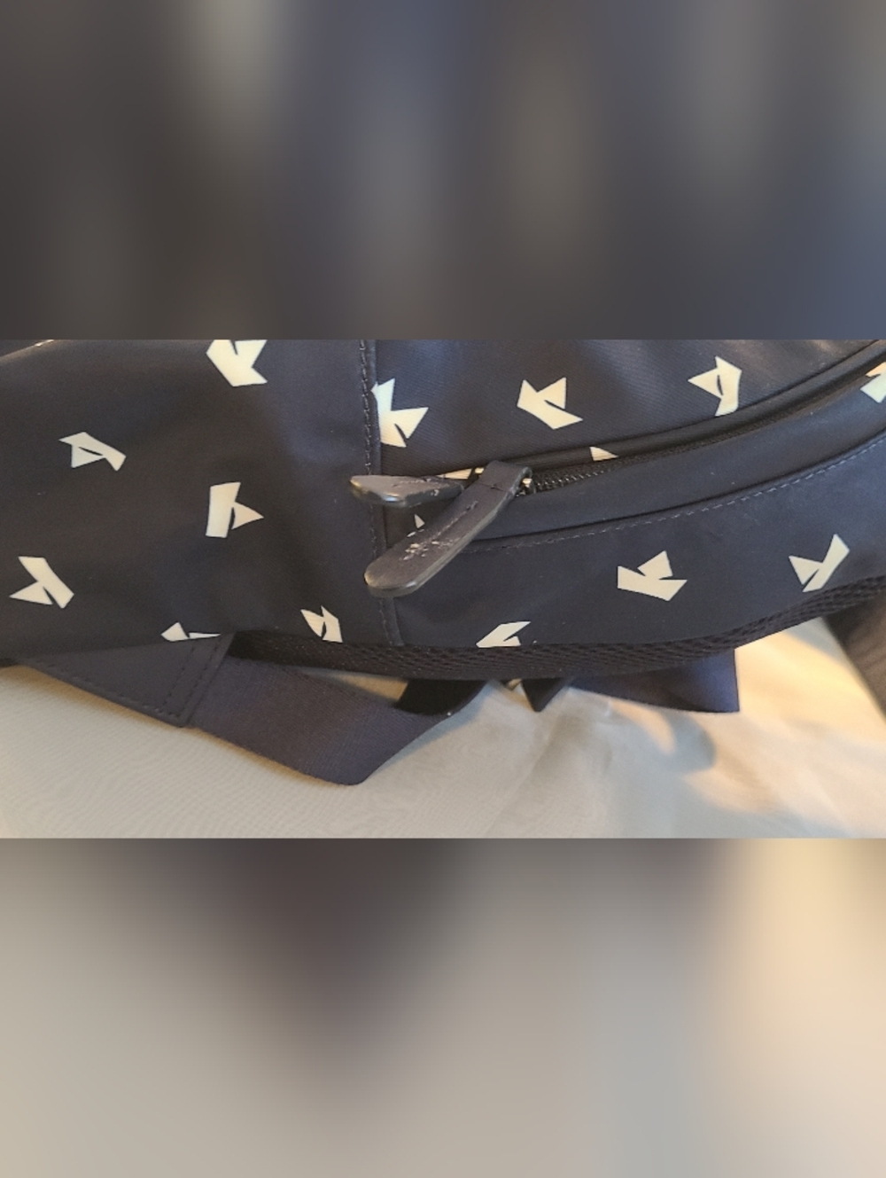 kate spade Navy Mini Backpack with White Origami Paper Boat Print - Picture 14 of 15